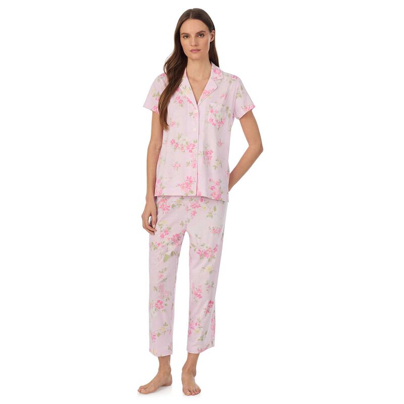 Lauren Ralph Lauren Cotton Knit S/S Notch Collar Pajama Set image number 3